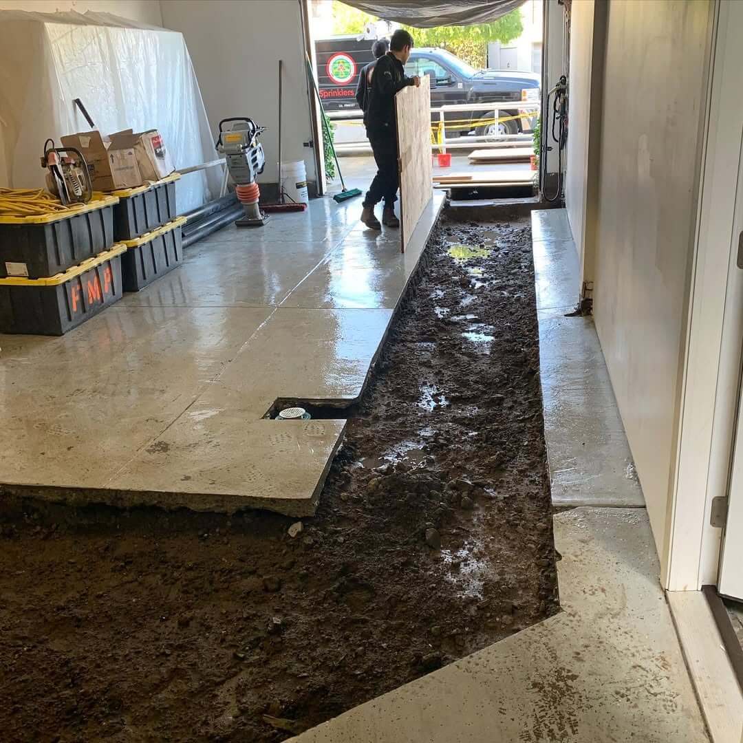 Sewer trench compacted