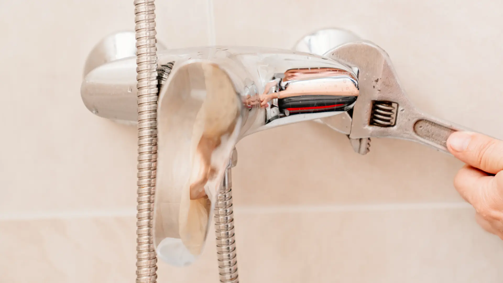 shower faucet being repaired