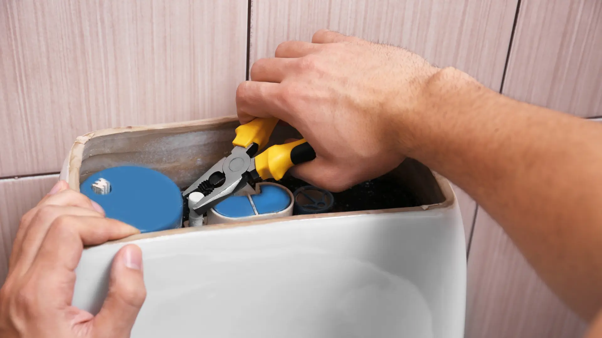 toilet being repaired