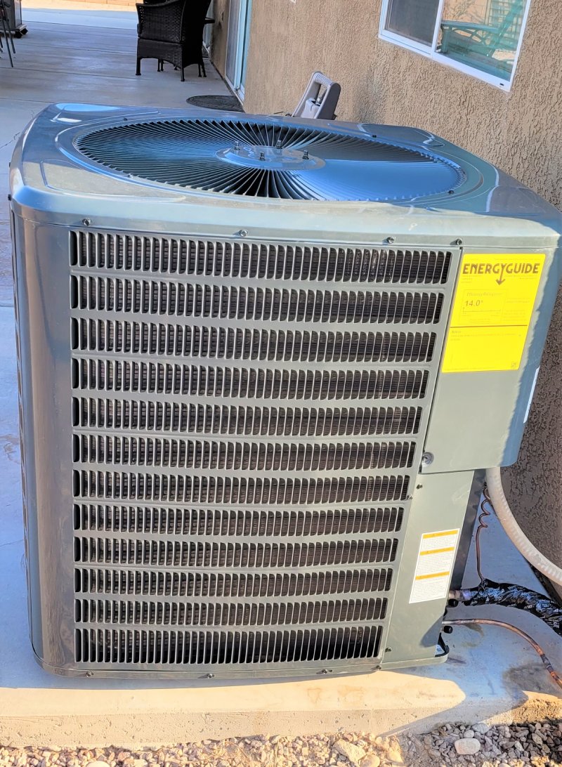 Outdoor HVAC unit after filter replacement.