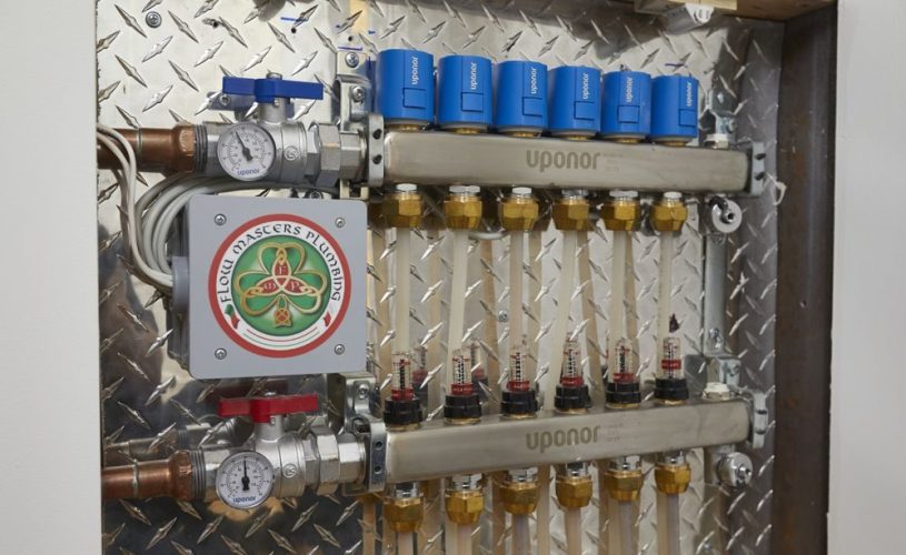 Check out these after picture of this radiant heating manifold swap out. Multiple leaks at this 25 year old hydronic system, it was agreed on site to completely revamp this manifold with a new 8 loop stainless steel manifold and new supply and return isolation valves on either side.